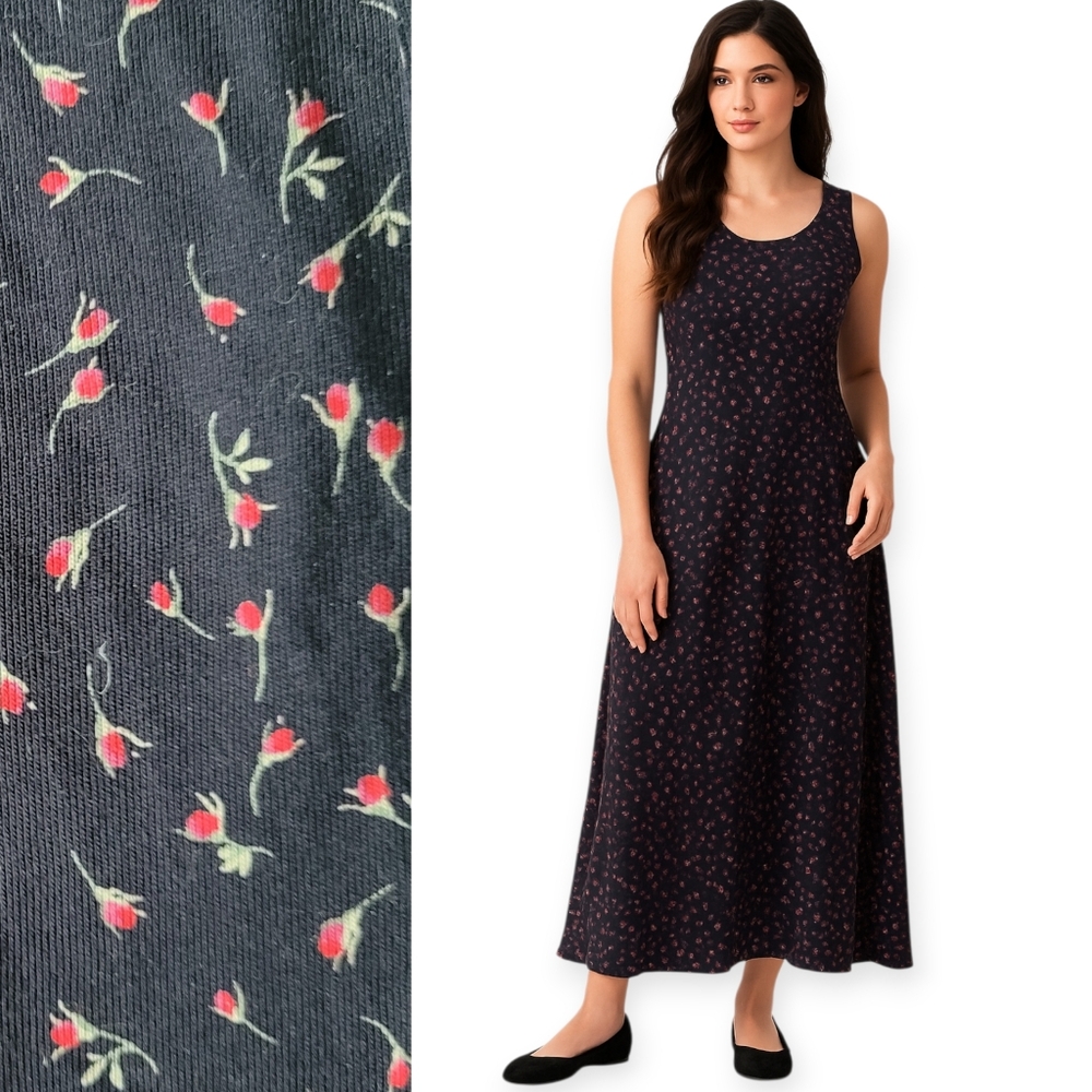 Vintage 90s Laura Ashley Dark Floral Maxi Dress Cottagecore Romantic Soft Grunge